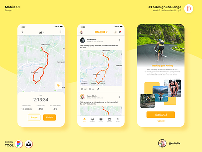 Tracker - Where should i go? designchallenge mobile app mobile ui tracker uidesign uiinspiration weeklyui yellow