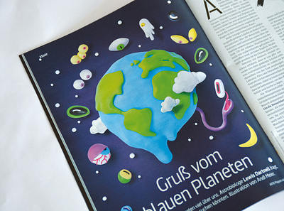 Arte Magazine aliens andimeier clay clayillustration craft crafted editorial illustration globe handmade illustraton plasticine world