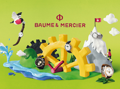 Baume & Mercier advertising design andimeier baumeandmercier clay clayillustration clocks craft crafted handmade illustration knete plasticine