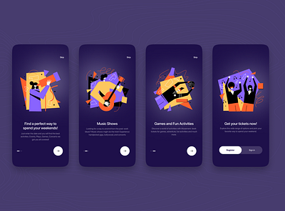 Mobile Onboarding design illustration minimal ui