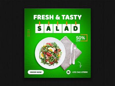 Fresh Salad Social Media Ad Design animation banner branding design illustration instagram banner instagram banners instagram post instagram post design instagram post template instagram posts instagram posts template instagram stories instagram template logo logodesign social media banner typography vector website