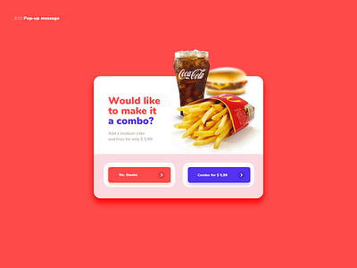 Daily UI #016 - Pop Up add coke dailyui dailyui016 design fries interface mcdonalds pop up ui ux