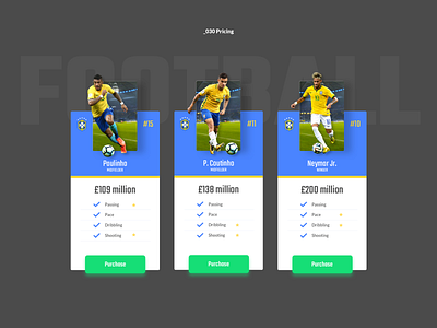 Daily UI #030 - Pricing dailyui design football interface neymar pricing pricing card pricing table ui ux