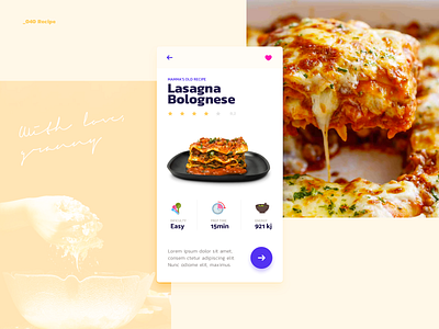 Daily UI #040 - Recipe 040 app bolognese dailyui dailyui040 design interface interface design iphone lasagna mobile recipe ui ux