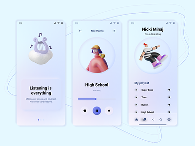 Music app - Soft Ui Design 3d 3d illustration app design figma icon illustration neumorphic design neumorphic ui neumorphism skeuomorphism soft ui ui