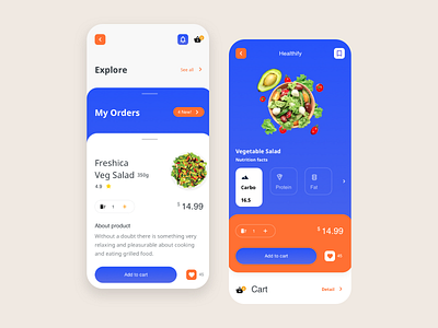 Healthify app clean design fantasy food food and drink food app minimal ui ux vector