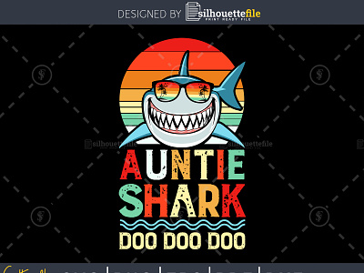 Auntie Shark Doo Doo Doo vintage retro style