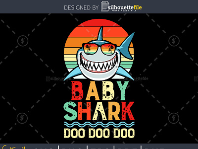 Download Baby Shark Doo Doo Doo Retro Style Design By Silhouettefile On Dribbble SVG, PNG, EPS, DXF File