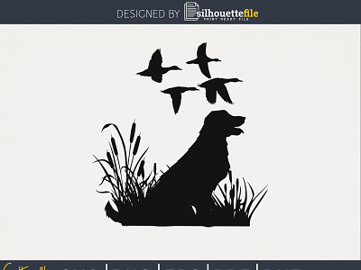 Flying duck hunting dog silhouette file