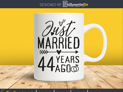 Wedding Anniversary 44 Years ago of Marriage cricut design silhouette file svg vector