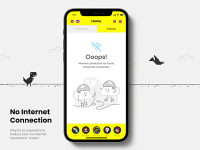 No Internet Connection Screen app branding connection creativedesign design digitalsolutions onlinemarketing graphic design illustration logo mobile onlinemarketing roll roller skating typography ui ux vector wifi yellow