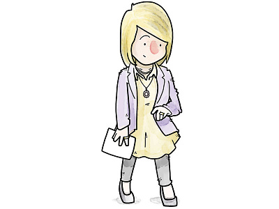 Colleague Kathleen cartoon character design portrait