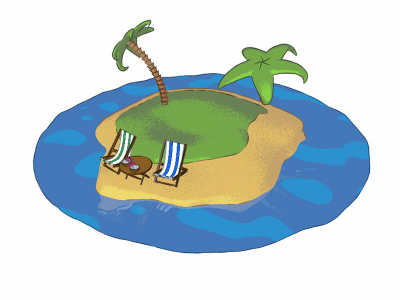 Island Getway 3d c4d cartoon island palm tree sketch and toon toon