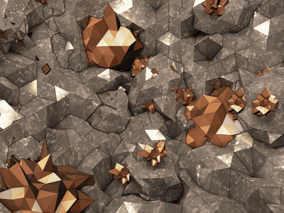 Low Poly Spelunking 3d c4d cave cinema4d crystals diving gems gif low poly spelunking