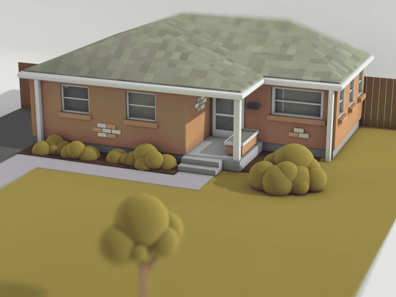 Simple 3D Home 3d bungalow bush home house low poly soft focus tilt shift tree