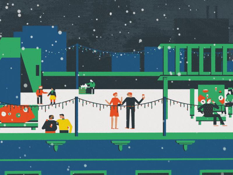 Rooftop Party - Holiday Loop animation character family gif loop snow vector