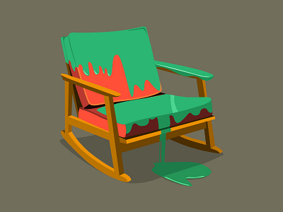 seat decor green home illustration paint seat splash vector