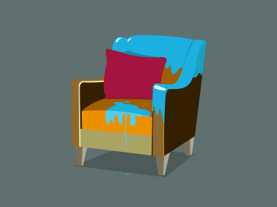 seat no.2 blue decor home illustration paint seat splash vector