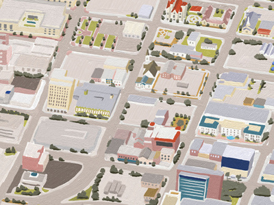 Bold New City of the South aerial buildings city digital painting downtown jacksonville map maps