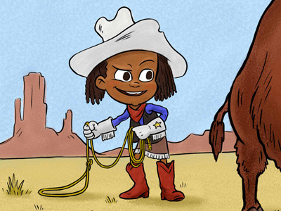 Bad Idea african american bison buffalo childrens book cowboy cowgirl desert girl hat lasso west