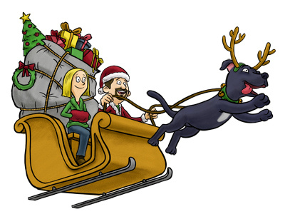 Merry Christmas antlers bells christmas dog gifts santa sled wreath
