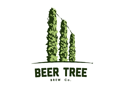 Beer Tree – Hop trellises, early iteration beer hand drawn hop hops logo tree trellis