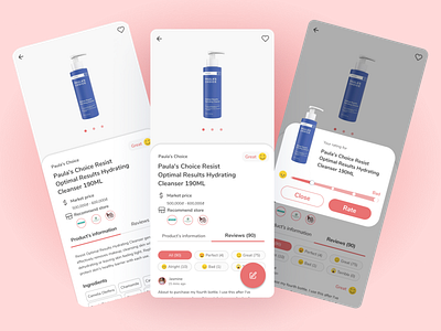 Cosmetic review app app beauty product cosmetic cosmetic review daily ui ios iphone 13 mobile design product screen review app ui design