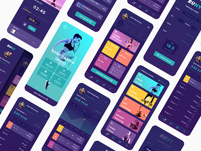 Runy Fitness ui Mockup - 02 app design exercise app exercises fitness fitness app gradient ui ux workout workout app