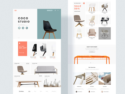 COCO Studio Landing Page architecture design furniture interior landing page minimal ui ux web