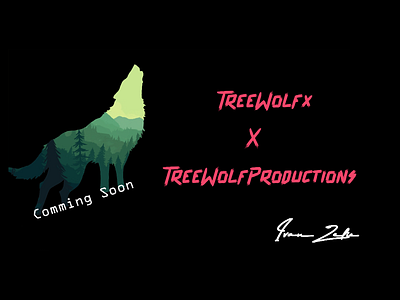 TreeWolfx x TreeWolfProductions banner black design forest geometric wolf gray layers logo tree wolf x youtube