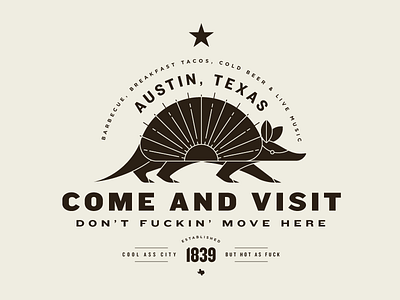 Come and Visit* armadillo austin badge texas