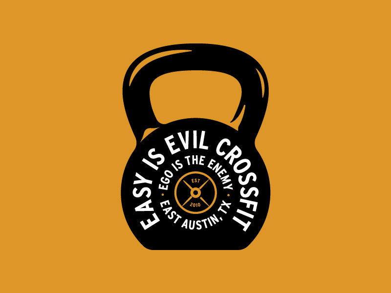 Easy Is Evil CF badge kettlebell crossfit