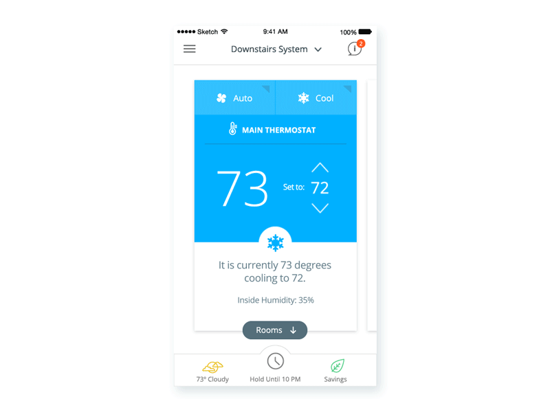 Smart Thermostat App - Room Sensors animation mobile app smarthome uxui
