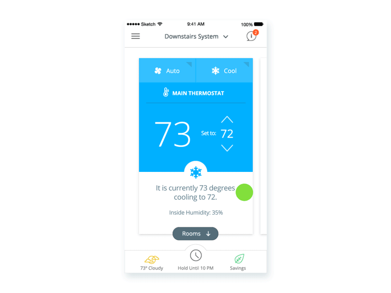 Smart Thermostat App - Weather Forecast animation mobile app smarthome uxui