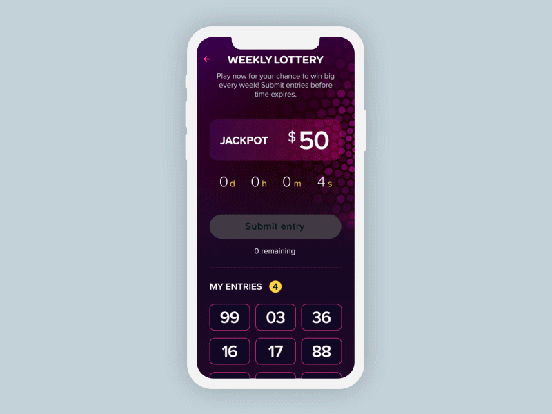 Lottery winner reveal - UX animation