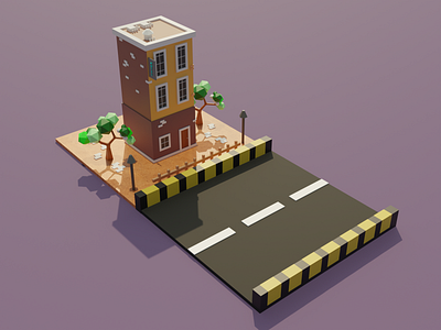 Low Poly Hotel Render