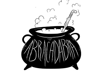 abracadabra abracadabra black cauldron inktober lettering witch