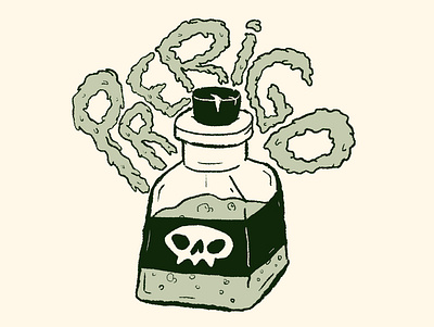 poison black and white cartoon danger green inktober poison skull smoke