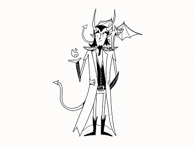 tcharlos demon devil horns imp medieval tiefling warlock wings