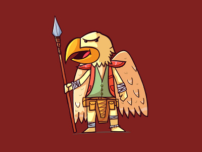 aarakokra beak bird cute man spear tribal wings