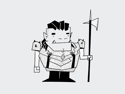 half orc black and white cute geometric half orc