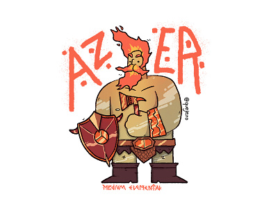 azer azer drawing dwarf fire hammer illustration manual monster shield