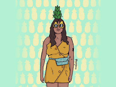 luiza comission costume cute design drawing girl illustration pineapple