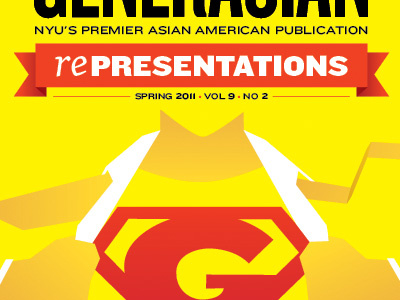 Generasian Cover art direction asian cover flat illustration magazine nyu red superman yellow