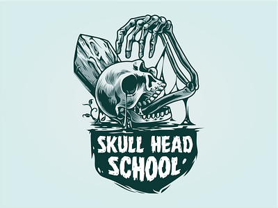 skull ilustration design designs illustration logo vector vintage badge