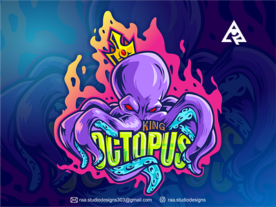 Octopus cartoon esport ilustration gaming illustration logo mascot character mascotlogo print sportlogo vector