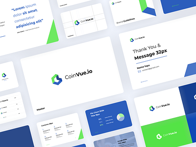 Coinvue - Branding and Presentation app brand guidelines brand identity branding clean coin concept crypto exchange crypto wallet cryptocurrency guide book hexagon logo icon logo design modern presentation spotlight typography vector wallet