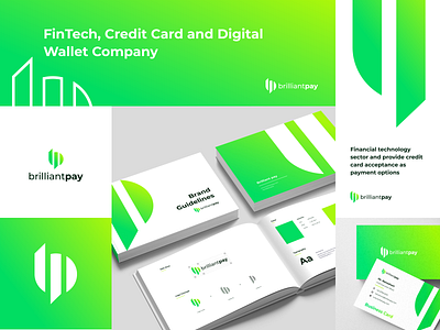 Brilliant Pay - Logo and Brand Guidelines app brand book brand guideline brand guidelines brand identity branding business cards clean digital fintech fresh graphic design logo design modern pay payment professional style guide uiux wallet