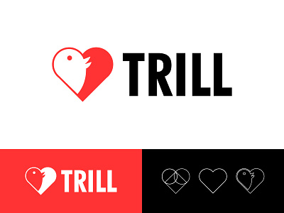 Trill Branding bird branding dating design heart identity illustration logo mark