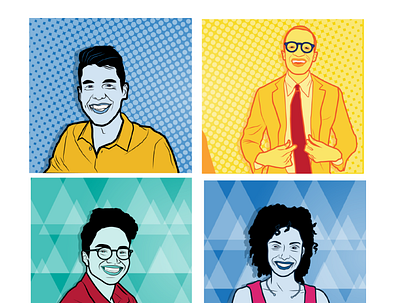 MBA portraits branding design flat illustration web